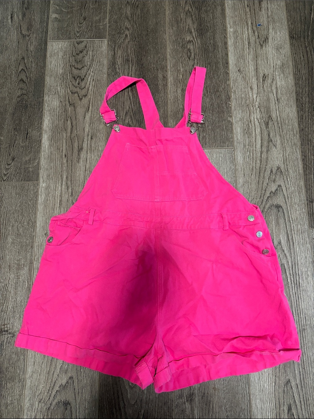 Hot Pink Short Overalls / Romper